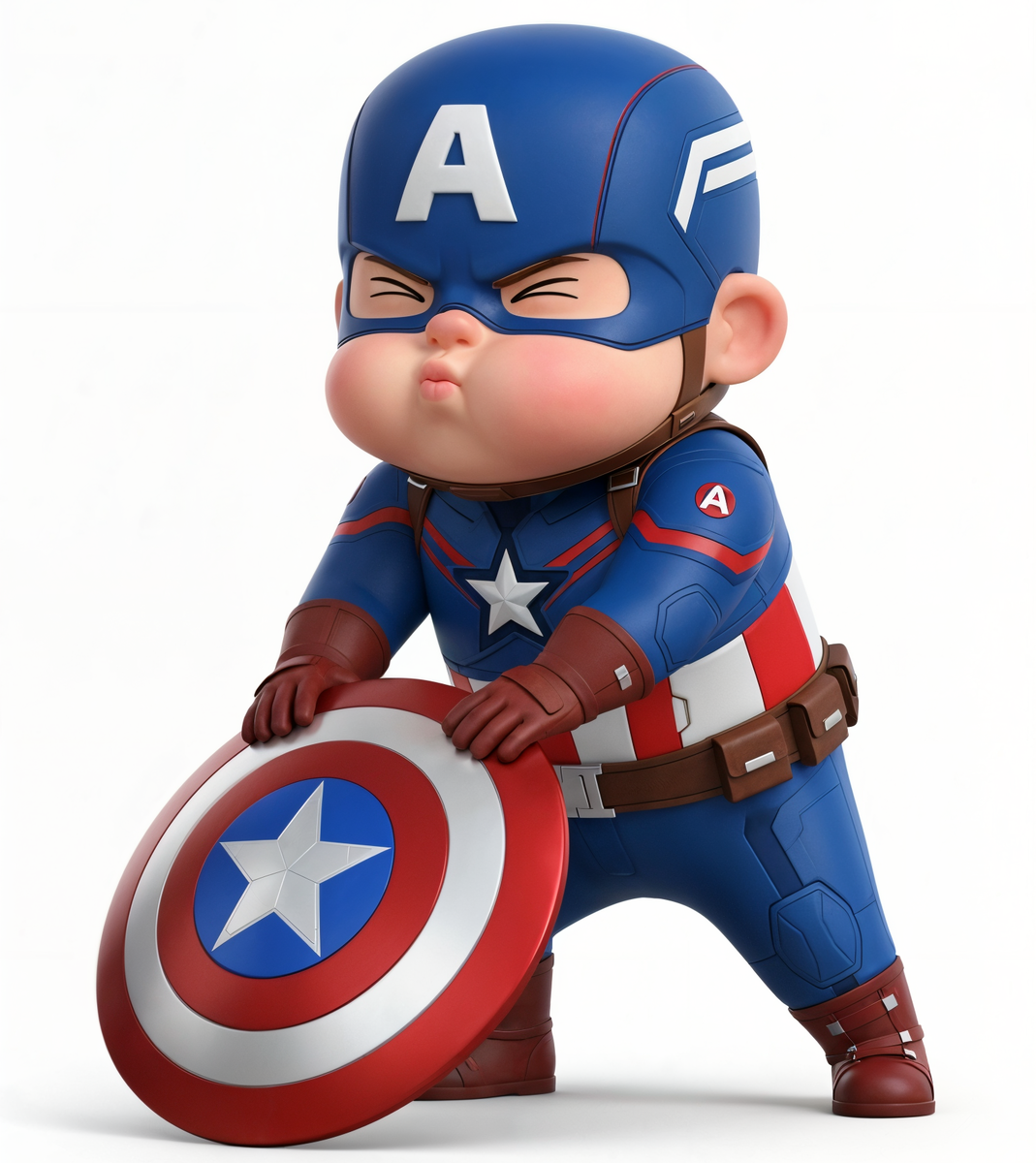 Ниже будет промпт на изображение на мультяшного Капитана Америки.