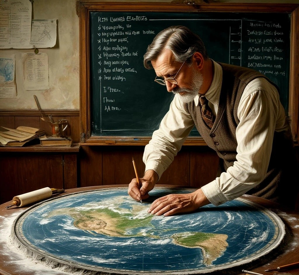 Учёный рисует Землю.