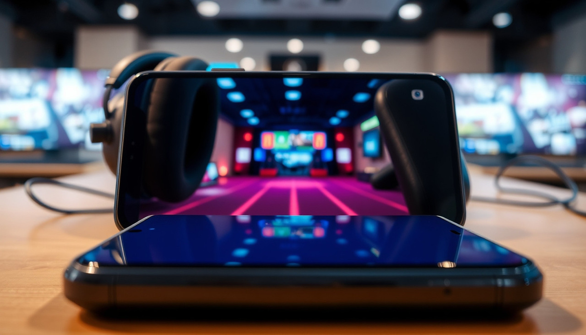    Изображение смартфона, играющего в видеоигры