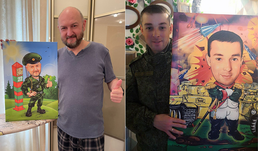 шарж по фото на холсте