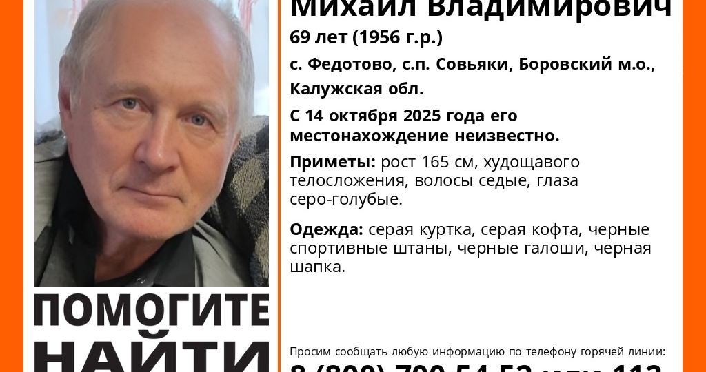 В Боровском округе пропал 69-летний мужчина