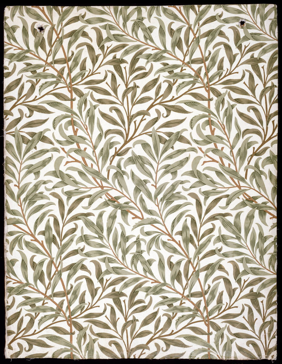 Обои «Ветвь ивы», Уильям Моррис, 1887, Англия. Музейный номер E.557-1919. © Музей Виктории и Альберта, Лондон. Источник https://www.vam.ac.uk/