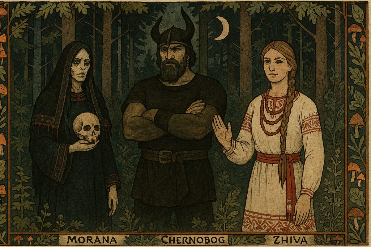 Морана, Чернобог, Жива