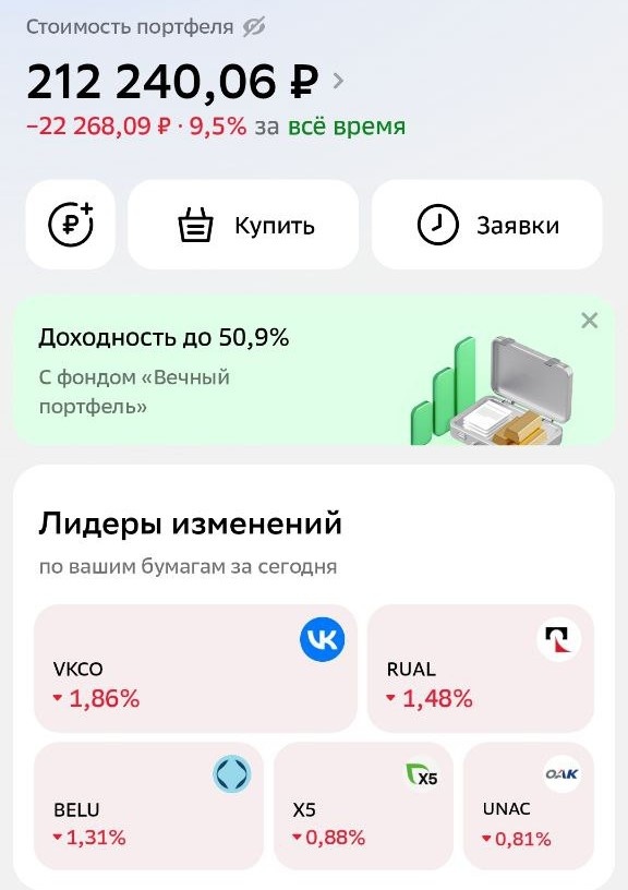 Скриншот стоимисти портфеля на 15.10.2025