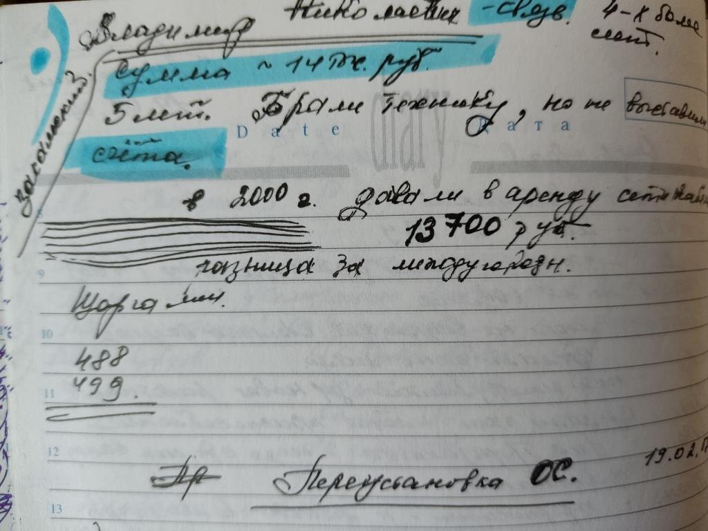 Лист из моего ежедневника за 2006-й год. Ниже расшифрую, что тут написано...