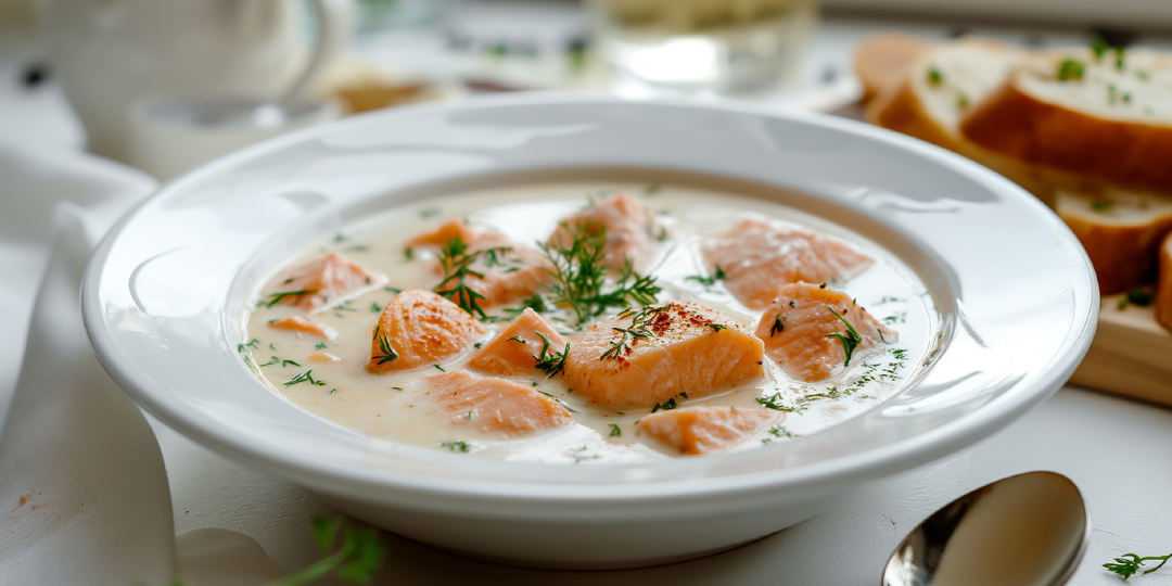 Сливочная уха с лососем по-фински
