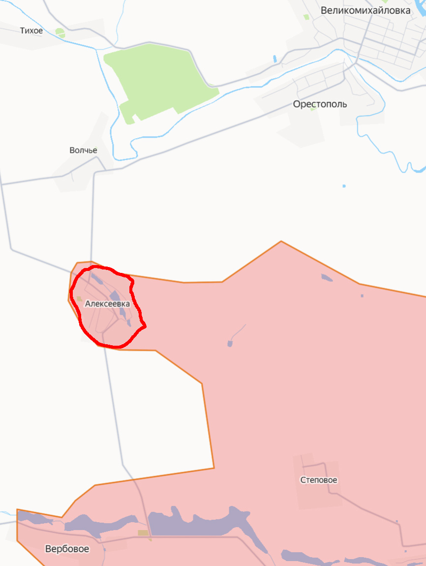 Красным контуром - село Алексеевка