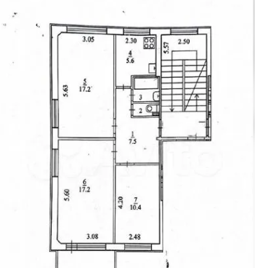 Планировка квартиры. Бывший отсудил себе комнату под номером 5 и 7. В комнате 7 проживает дочь