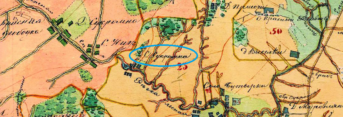 Деревня Сукромна на карте.