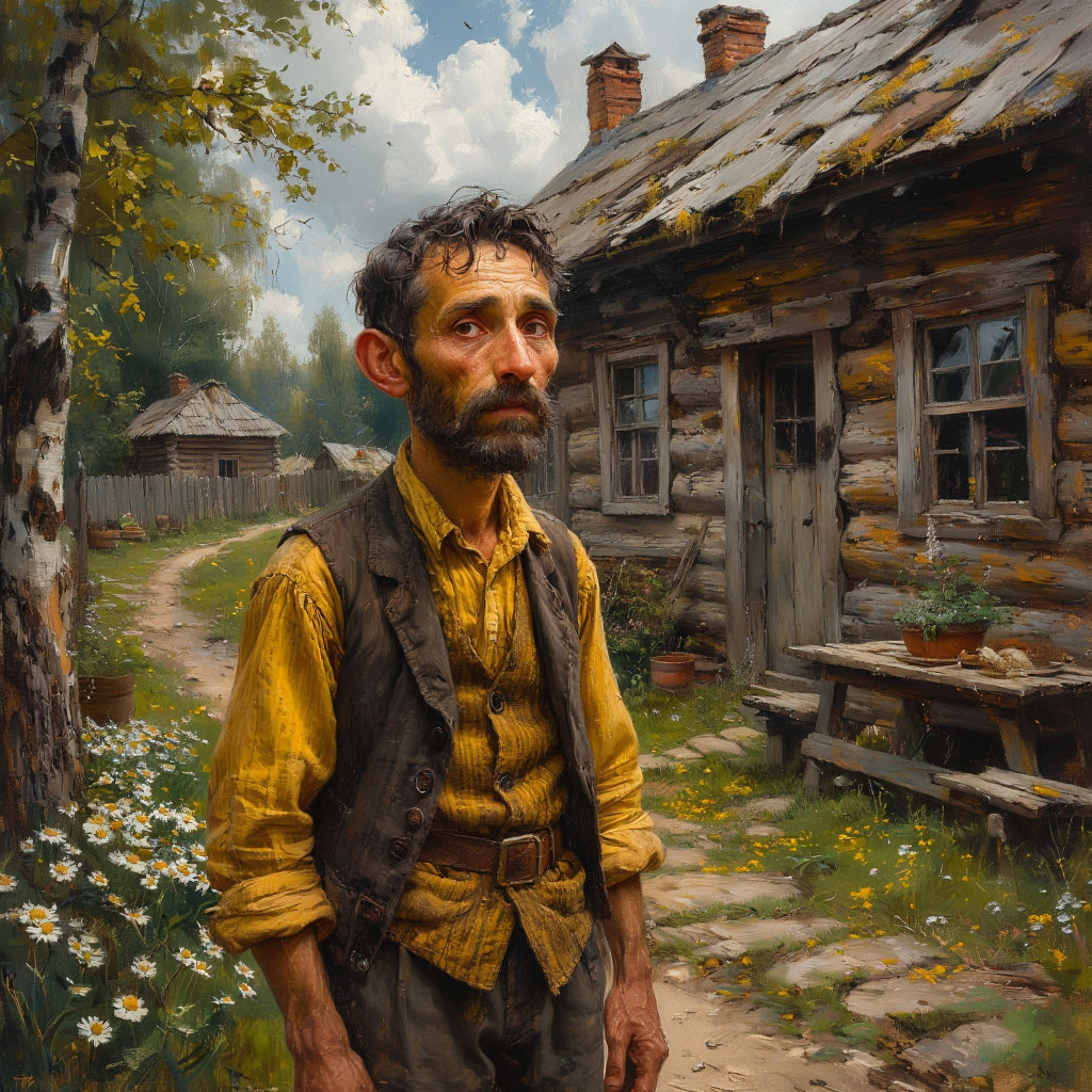 Мужчина был мал ростом, тощ, с желтым лицом, с зачесанными височками, говорил жидким тенорком, и когда говорил, то кривил рот.