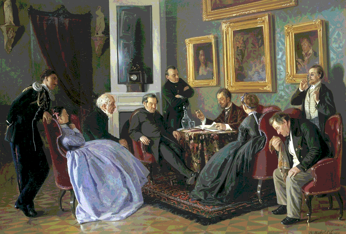 Владимир Маковский. Литературное чтение. 1866. Государственная Третьяковская галерея, Москва