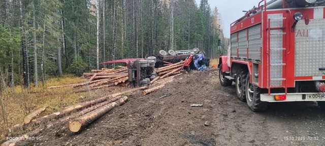   Появились фото с места смертельного ДТП с лесовозом в КарелииГКУ РК "ОПС по Пряжинскому району"