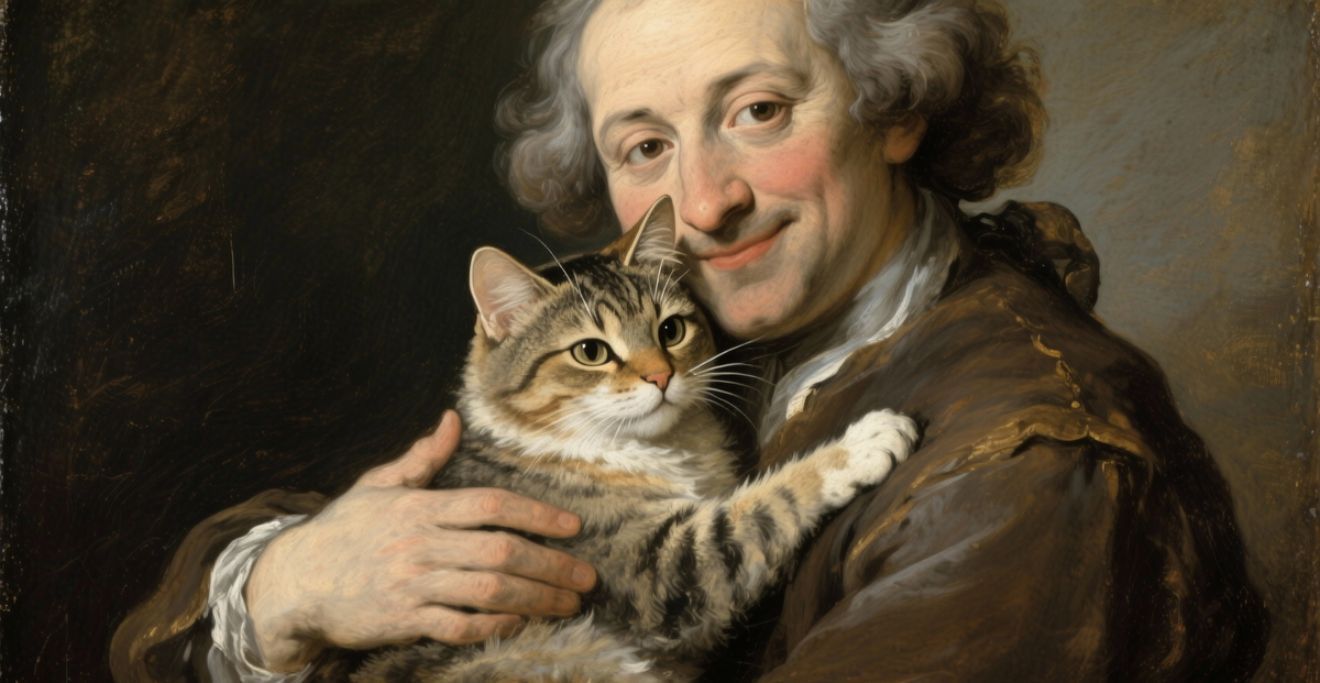 Исаак Ньютон очень любил своего кота. (Вымышленное изображение)
