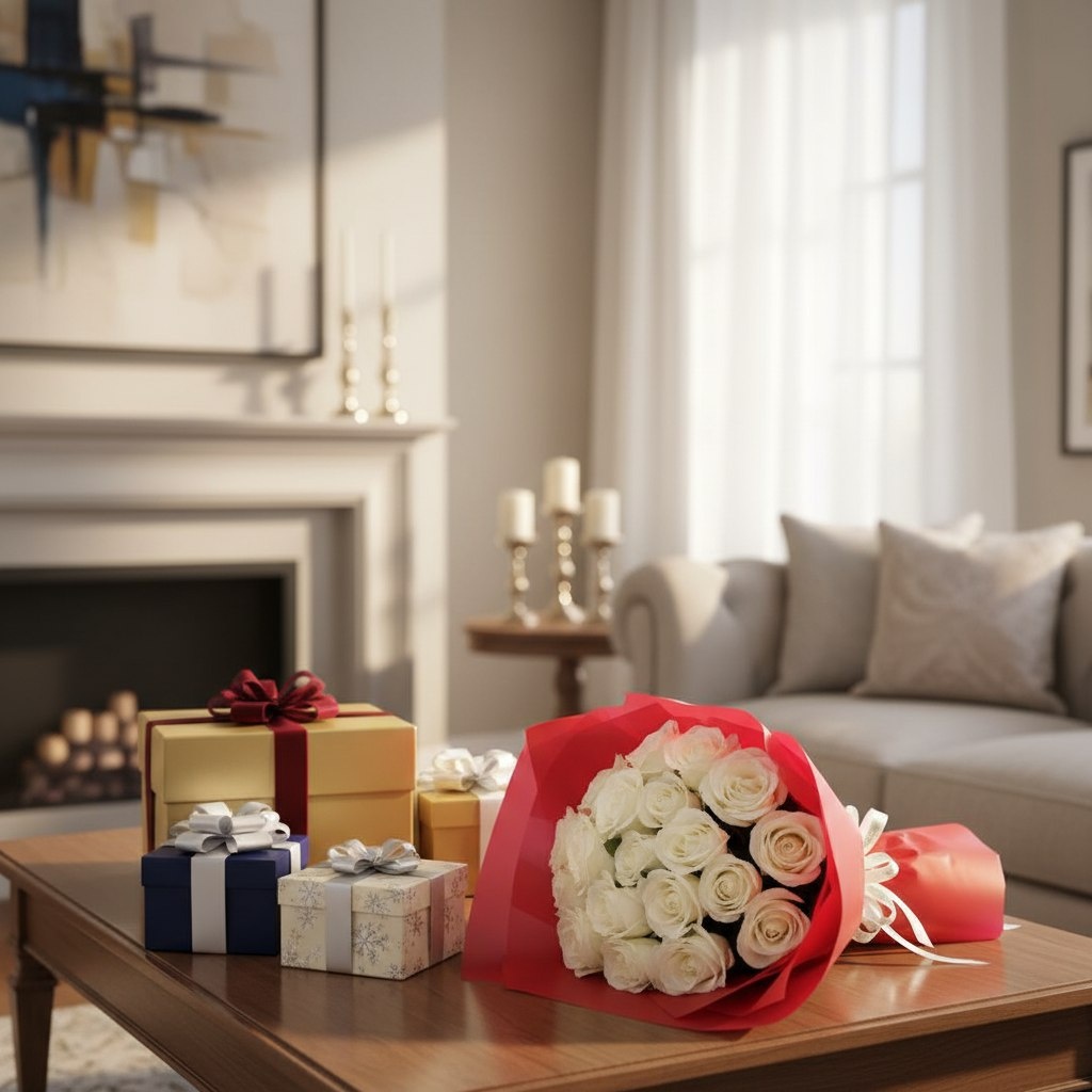 Букет-сердце из белых роз 50 см (Эквадор)