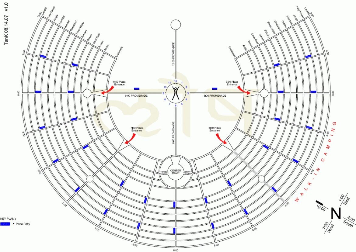 Карта расположения туалетов (обозначены синим)