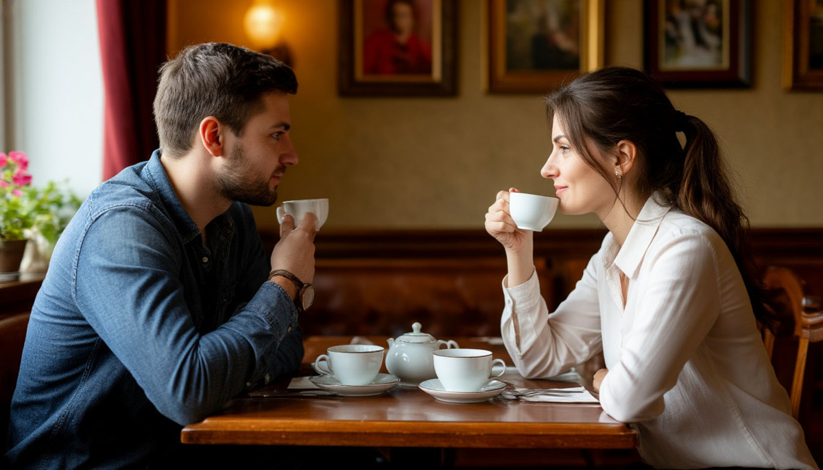 Елена и Андрей за чашечкой кофе