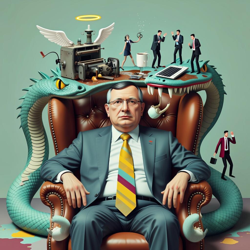 Тихон Игнатьевич и его личный Уроборос. Кресло стонет, а в голове — многосерийный спектакль