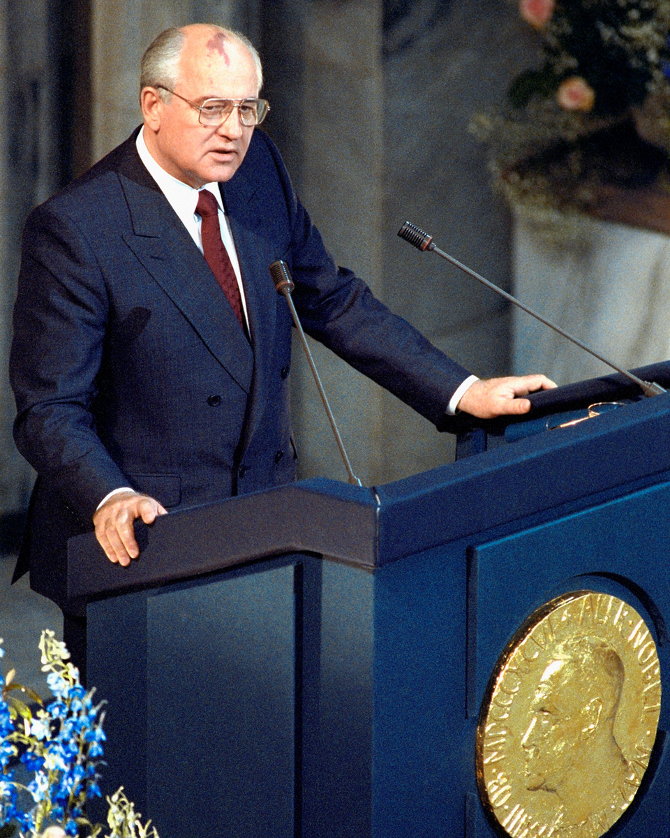 Горбачёв выступает с Нобелевской лекцией в Осло. (С) Сергей Гунеев / Sputnik