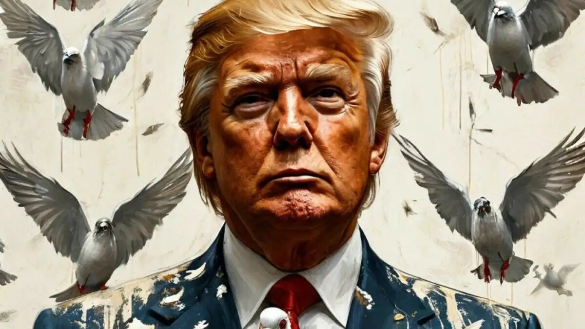    Дональд Трамп и голуби. © Коллаж / Ridus.ru