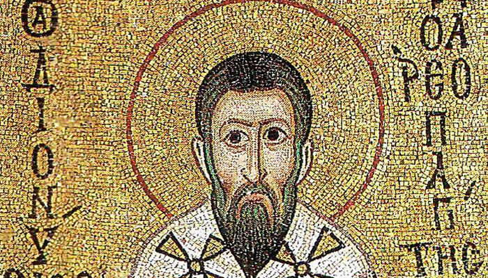 Св. Дионисий Ареопагит (фрагмент мозаики в монастыре Осиос Лукас, Греция). Фото: wikipedia.org