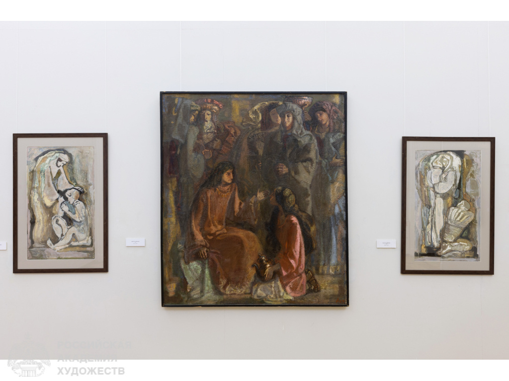 Фрагмент экспозиции «Греческое сердце, Русская душа» Альбины Акритас в залах Российской академии художеств (Москва, Пречистенка, 21). Фото Виктора Берёзкина, пресс-служба РАХ. 2025.