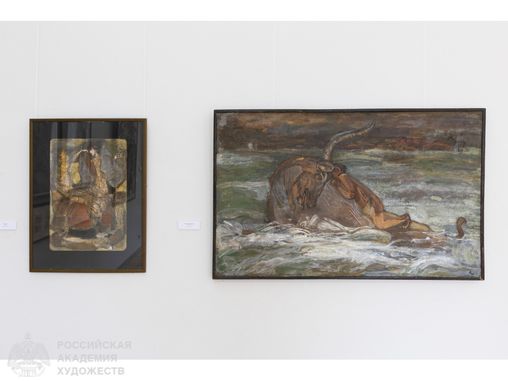 Фрагмент экспозиции «Греческое сердце, Русская душа» Альбины Акритас в залах Российской академии художеств (Москва, Пречистенка, 21). Фото Виктора Берёзкина, пресс-служба РАХ. 2025.