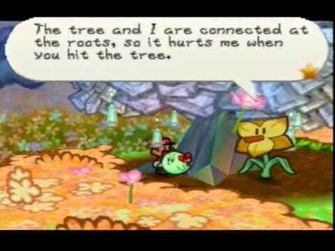 В отличие от других данжей, Цветочные Поляны в Paper Mario были уникальны присутствием большого числа интерактивных персонажей.