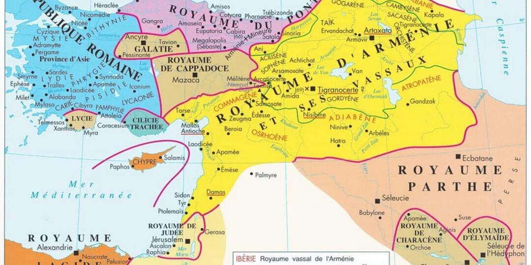 Карта Армянского королевства в 70 году до нашей эры