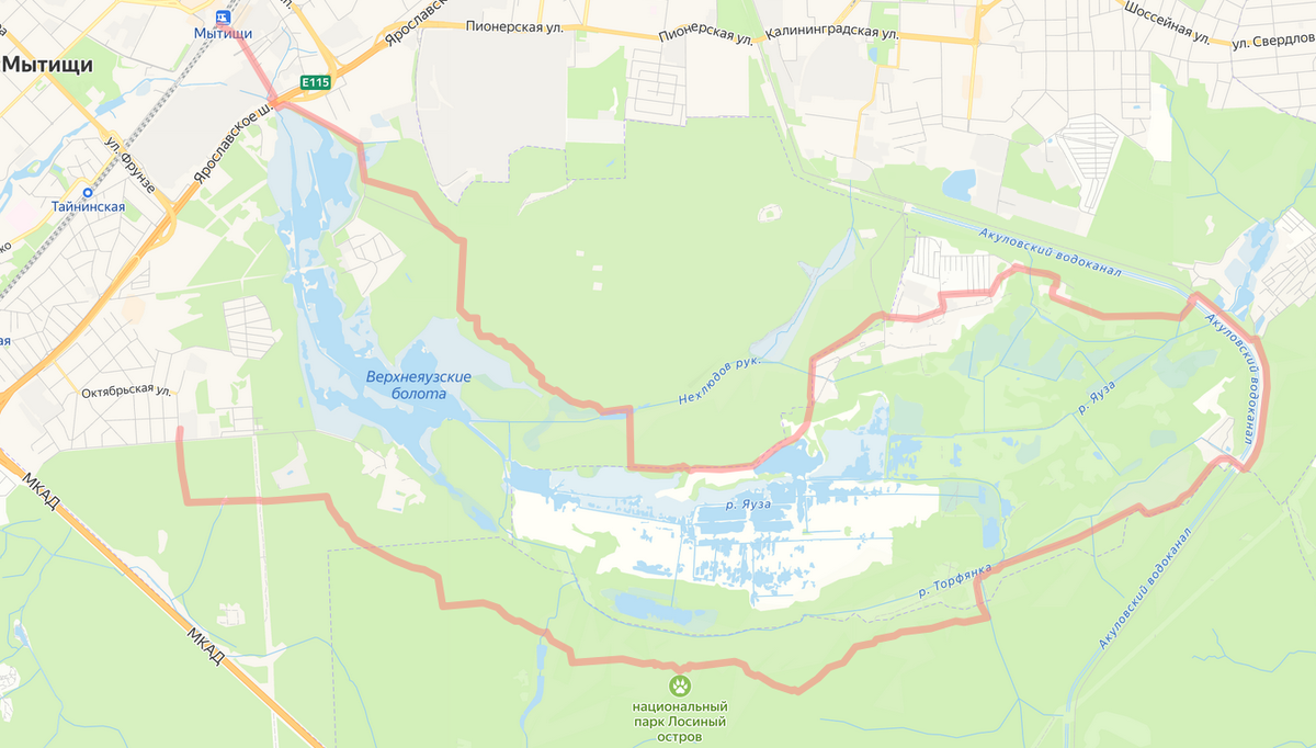 Нитка маршрута Верхнеяузское кольцо, 26 км