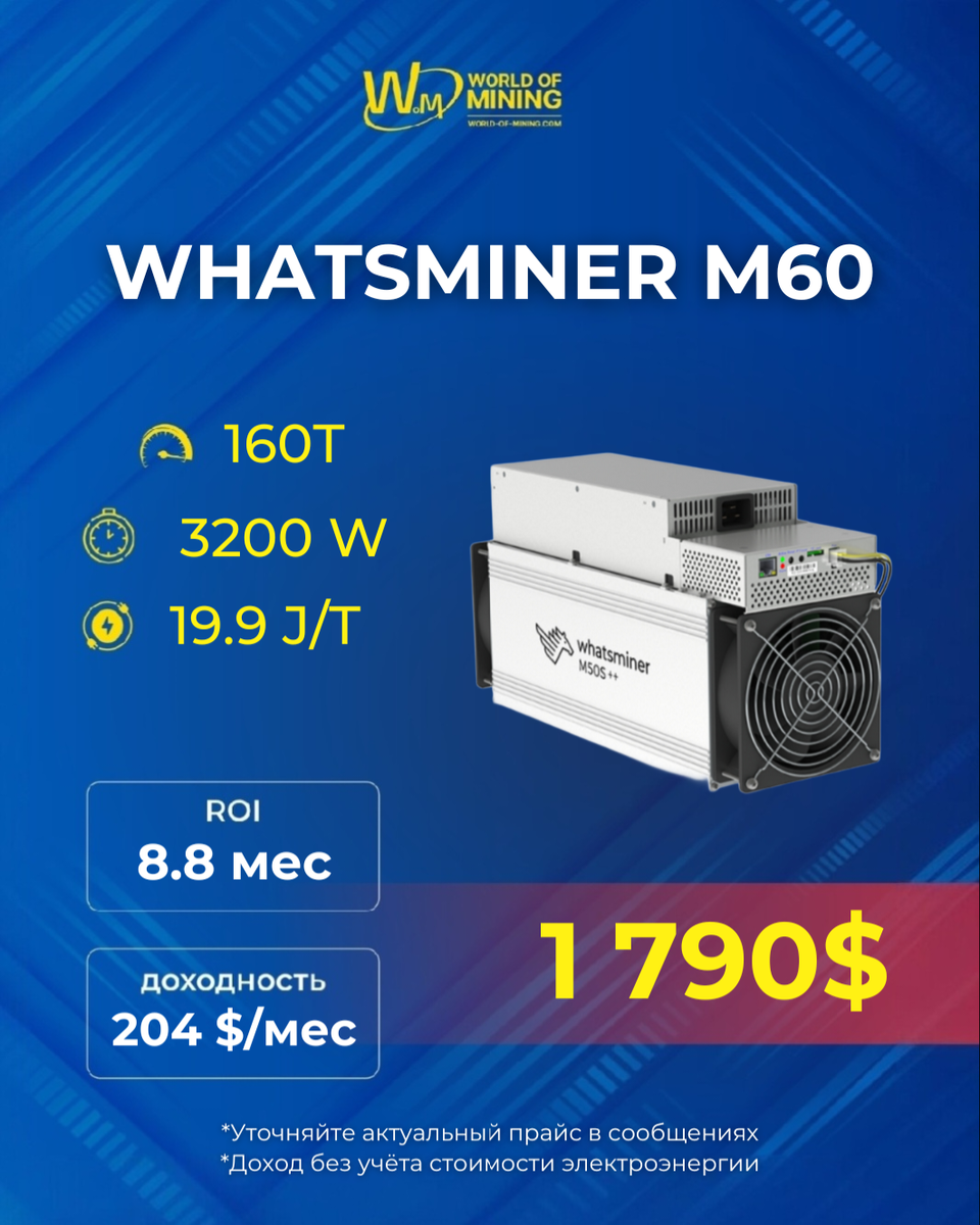 В связи с волатильностью рынка и курса Биткоина, уточняйте актуальную стоимость на момент заказа