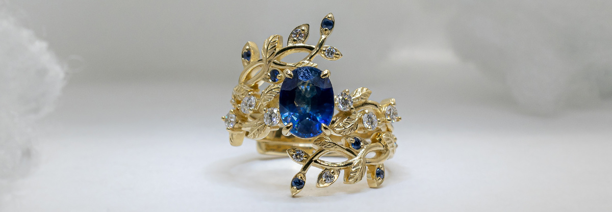 Сет колец с сапфиром и бриллиантами "Колетт"