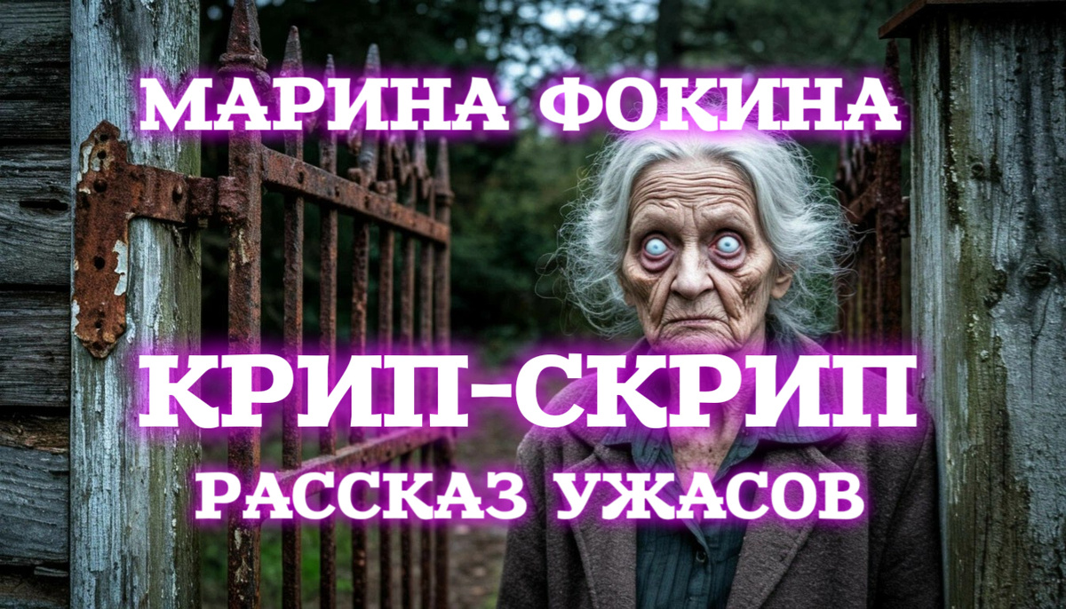 И в этой тишине старуха медленно начала поворачивать голову. Надрывный скрип возобновился. Видимо, так скрипела старухина шея. Скрип нарастал, нарастал, и… Бельмами на обоих глазах старуха уставилась прямо на Миру. И экран потемнел.