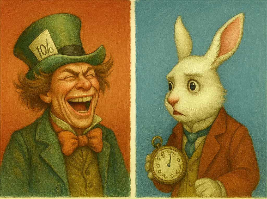 Темпераменты из "Алисы в Стране чудес": Шляпник - холерик, Кролик - меланхолик