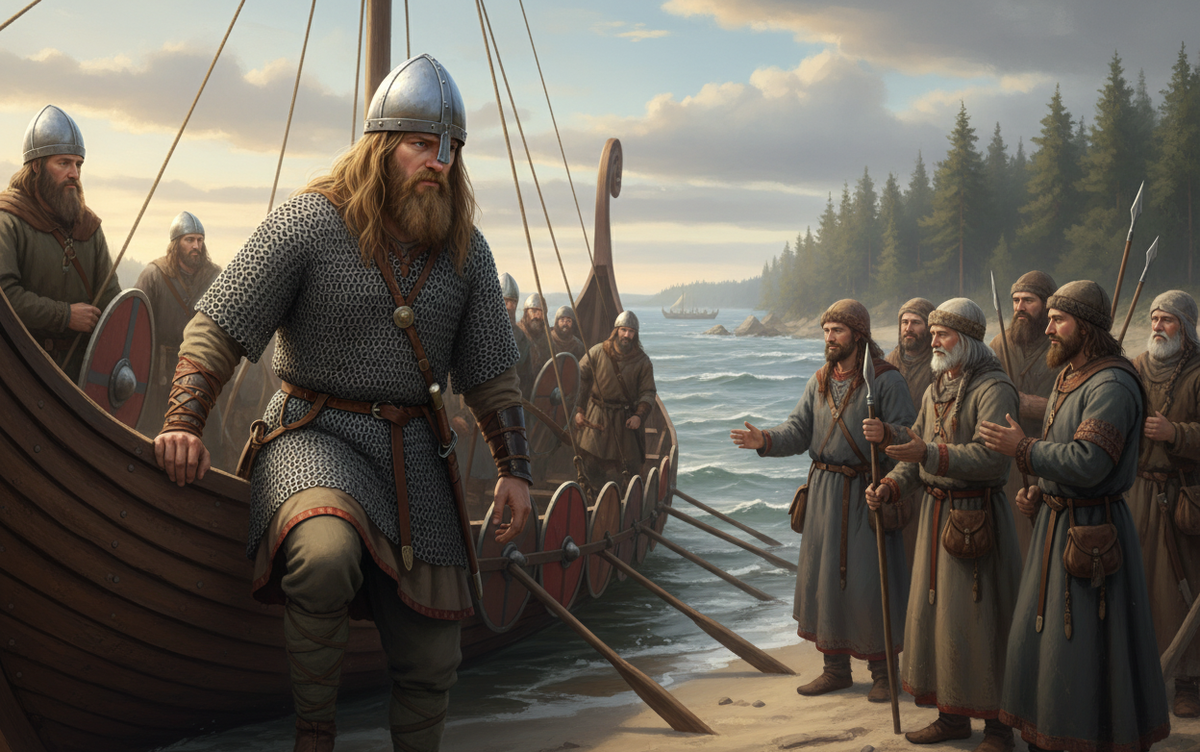 Изображение автора. Приход варяга Рюрика на Русь