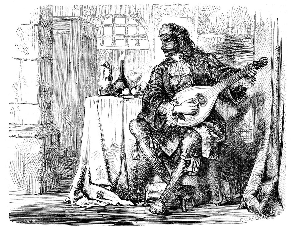 Гравюра «The Man in the Iron Mask (Green)» (XIX век, иллюстрация журнала) — общественное достояние.
