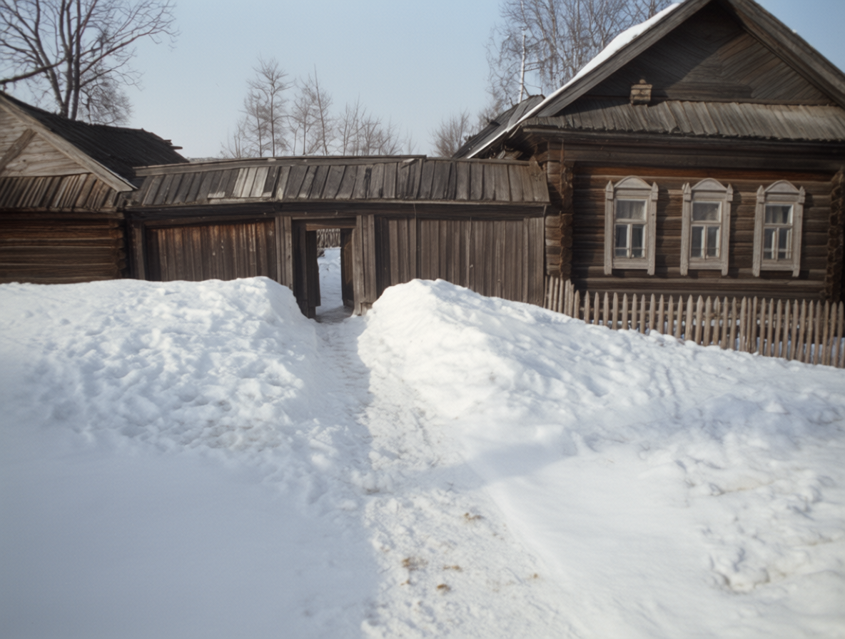 Восстановила фотографию нашего старого дома с помощь нейросети.  Только это не тридцатые годы, а пятидесятые. Дом, мне кажется не перестраивался.