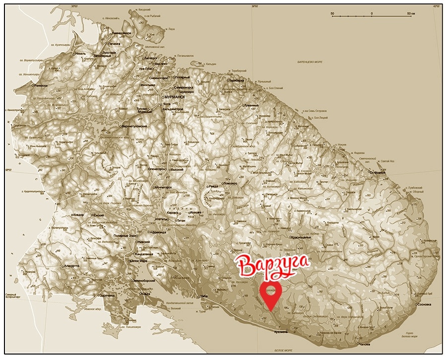 Варзуга на карте Мурманской области