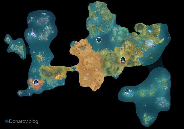    Карта Тейвата в Genshin Impact