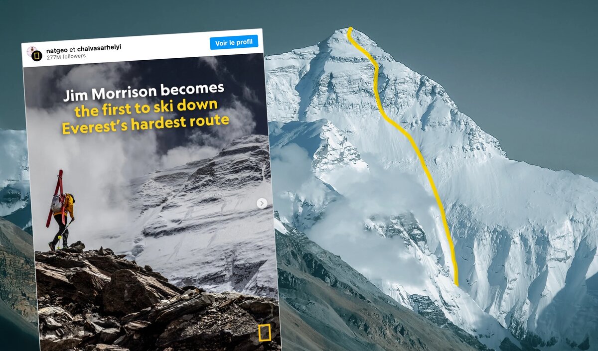 Желтым показана линия спуска Моррисона. Фото: outside.fr