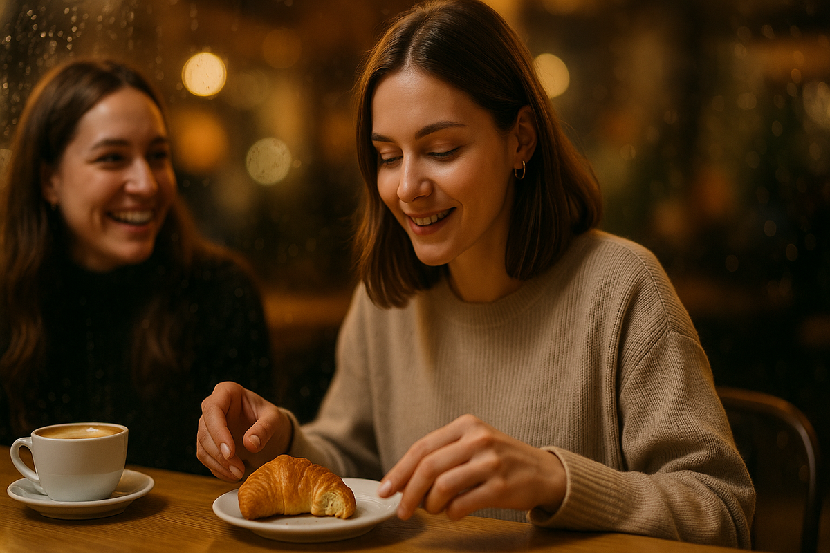 хочется сладкого вечером — чашка кофе и пирожное, уютный свет