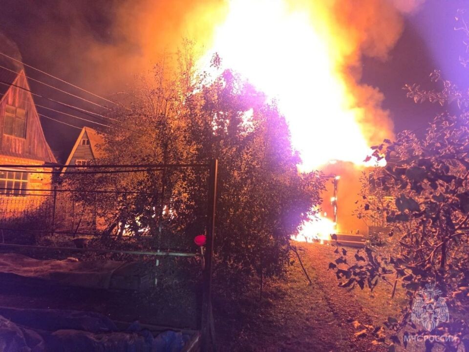    Пожар в садоводстве "Флора". Источник: t.me/mchs_altkray