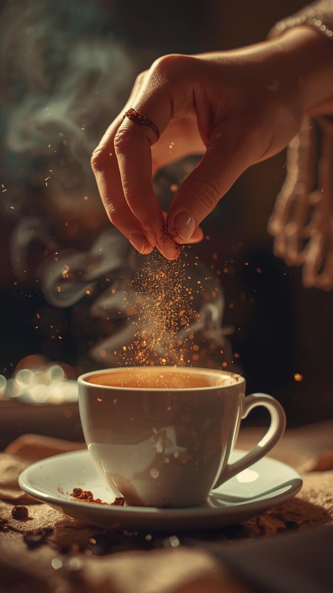 Щепотка корицы в чашку кофе