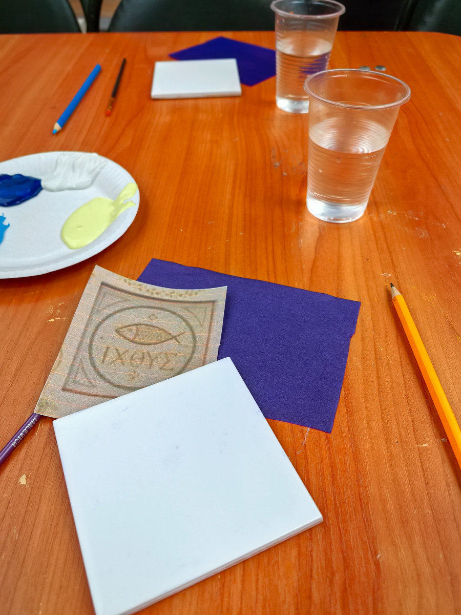 Плитка, копировальная бумага, рисунок 