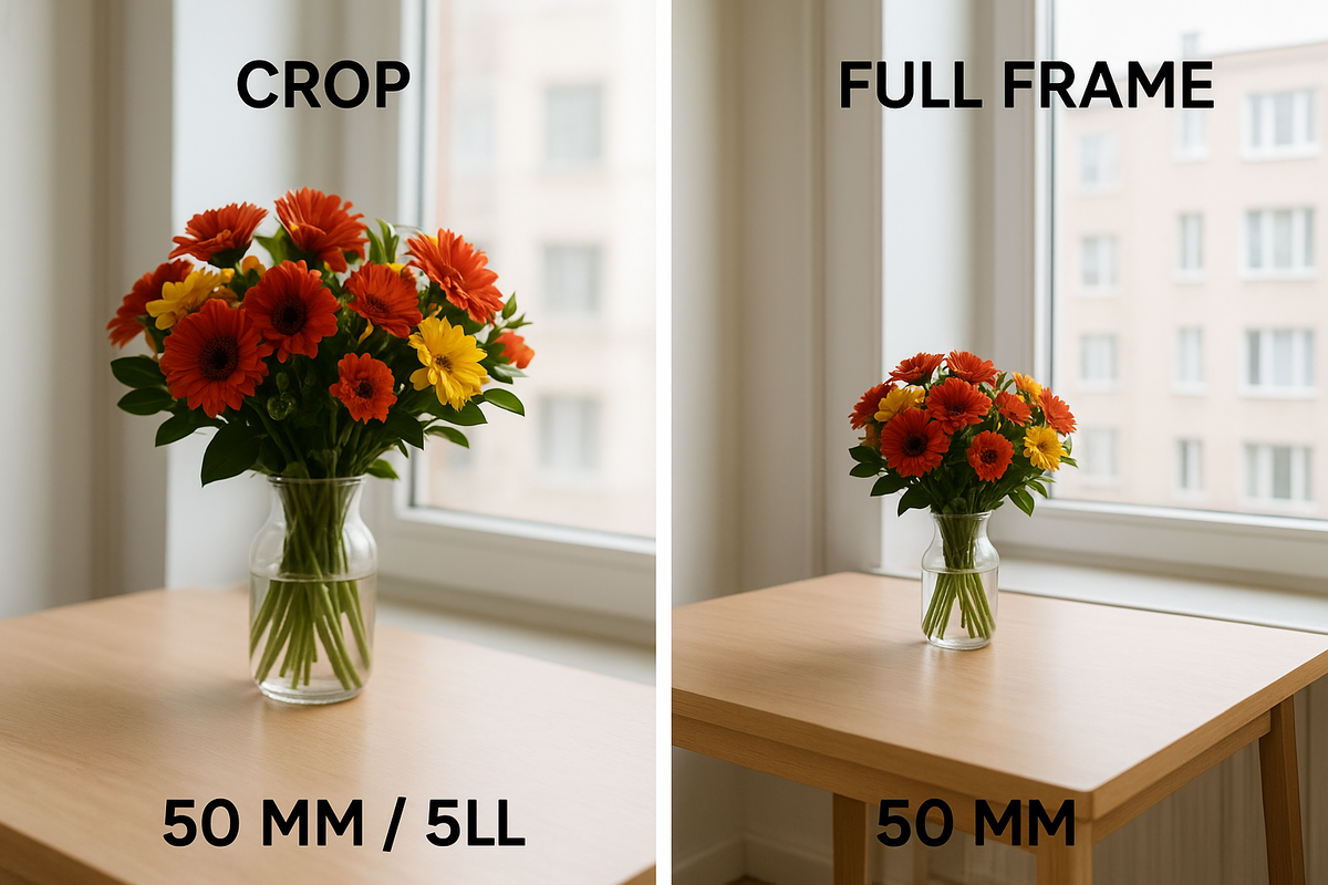Одно и то же фокусник расстояние на crop и full frame