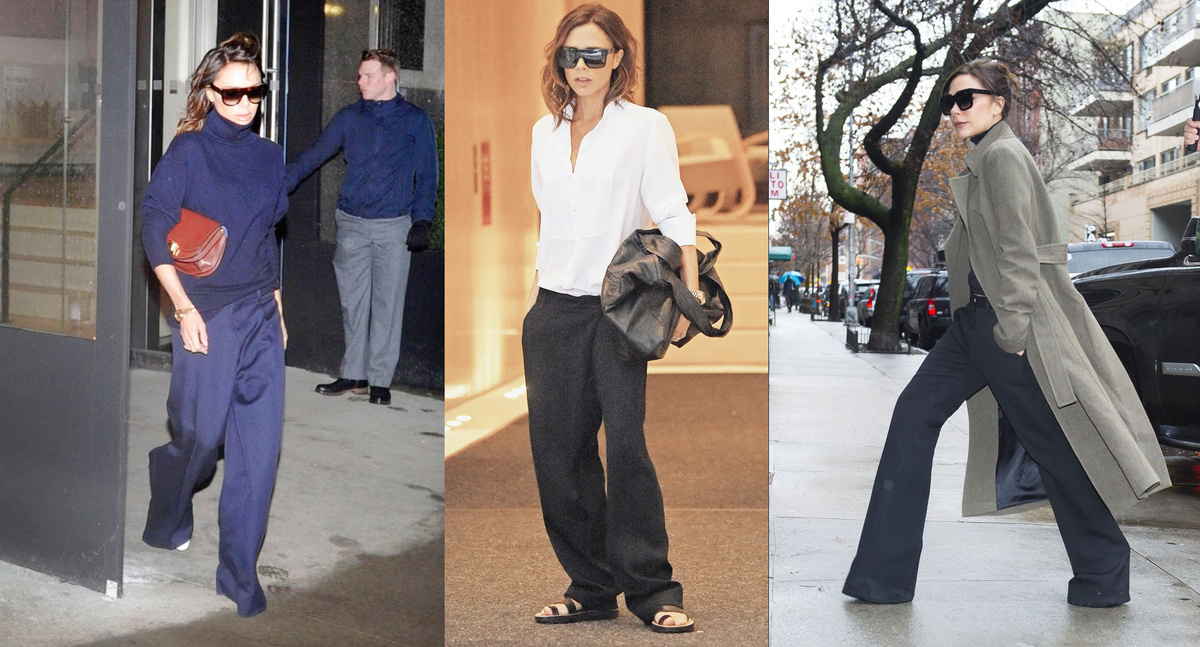 Виктория Бэкхем. ДНК-стиля: минимализм, сдержанная чувственность, базовые вещи, акцент на посадке и ткани, приглушённая палитра.
