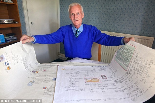 Пенсионер Рой Блэкмор показывает результаты своего родословного поиска. Источник: Daily Mail