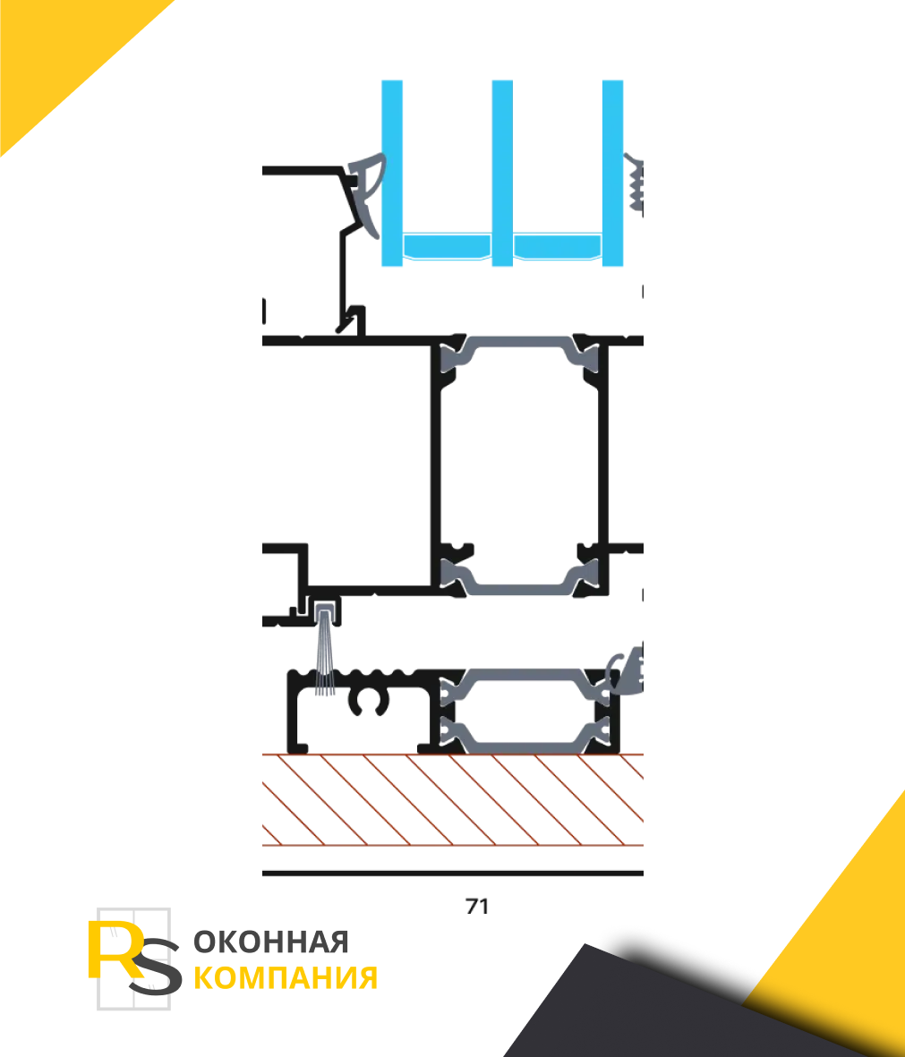 Чертеж разреза дверной системы D71