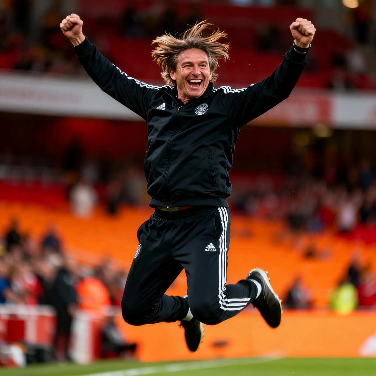 Тренер празднует гол команды