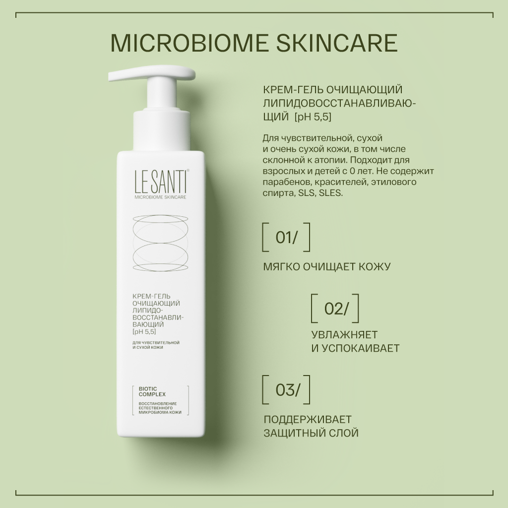 Крем-гель очищающий липидовосстанавливающий.
