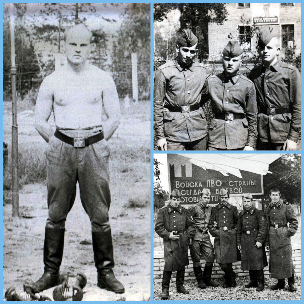 На фото три дня как надели форму, я в середине, слева справа от меня мои земляки-однокашники.